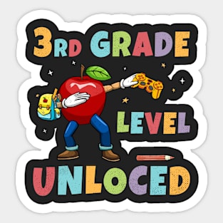 3rd Grade Unlocked Gamer 1st Day Of School Dabbing Apple Sticker